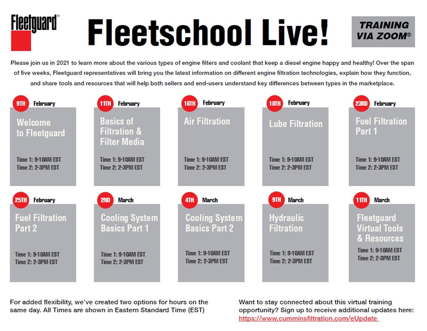 Visit http://now.cumminsfiltration.com/Fleetschoollive to register!