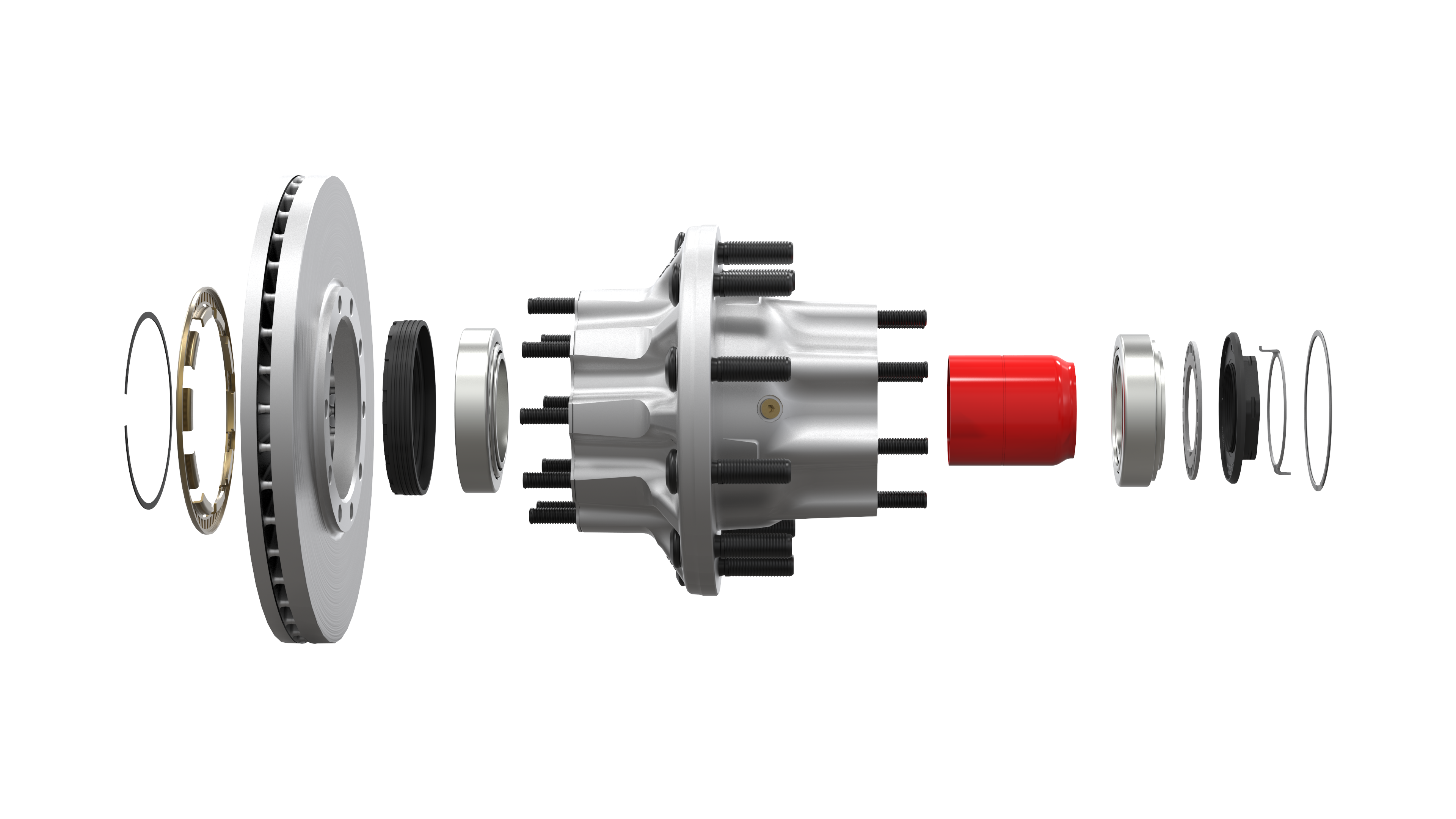 Exploded view of PreSet® Hub Assembly with PreSet Plus® Spindle Nut